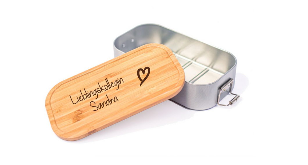Lunchbox Lieblingskollegin mit Namen Brotdose Personalisierte Erinnerungskiste Holzbox Bambus