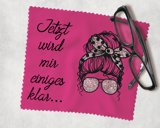 Brillenputztuch Momlife pink Jetzt wird mir einiges klar