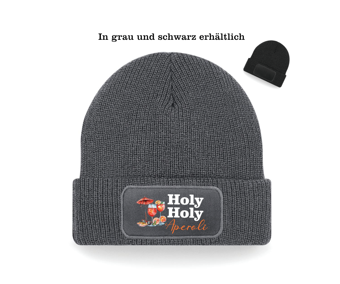 Beanie Mütze - Holy Holy Aperoli - Soft Touch Kopfbedeckung mit Spruch