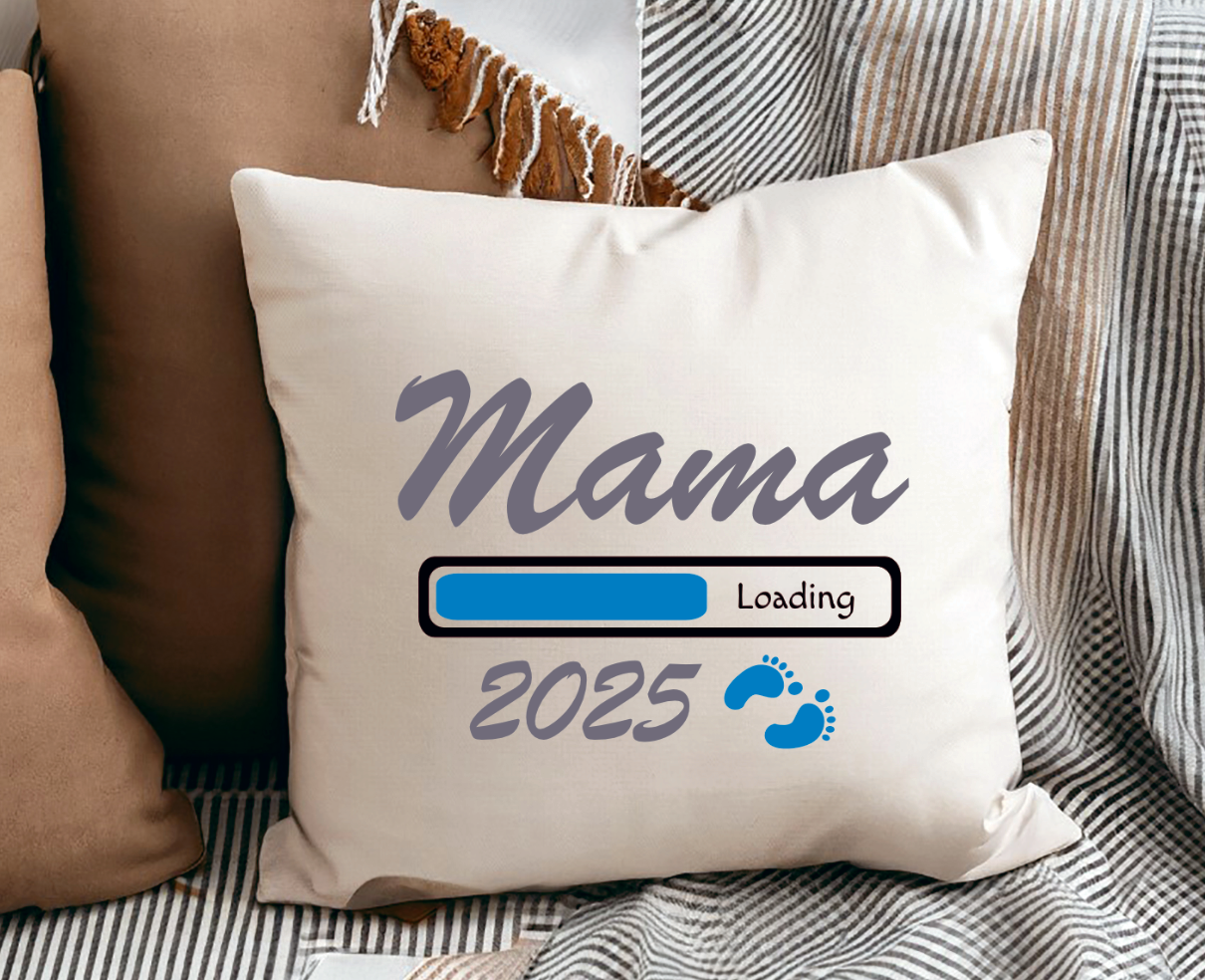 Kissen - Mama 2025 Loading Blau