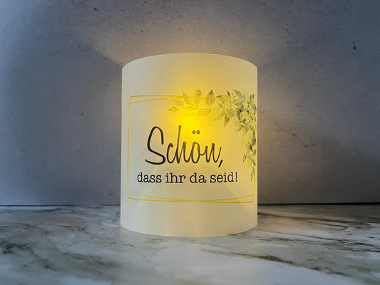 6 x Windlichter Schön, dass ihr da seid Florale Motive