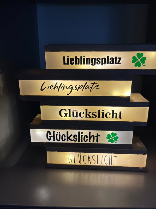 Lichtleiste LED Acryl Glückslicht Lieblingsplatz Kleeblatt