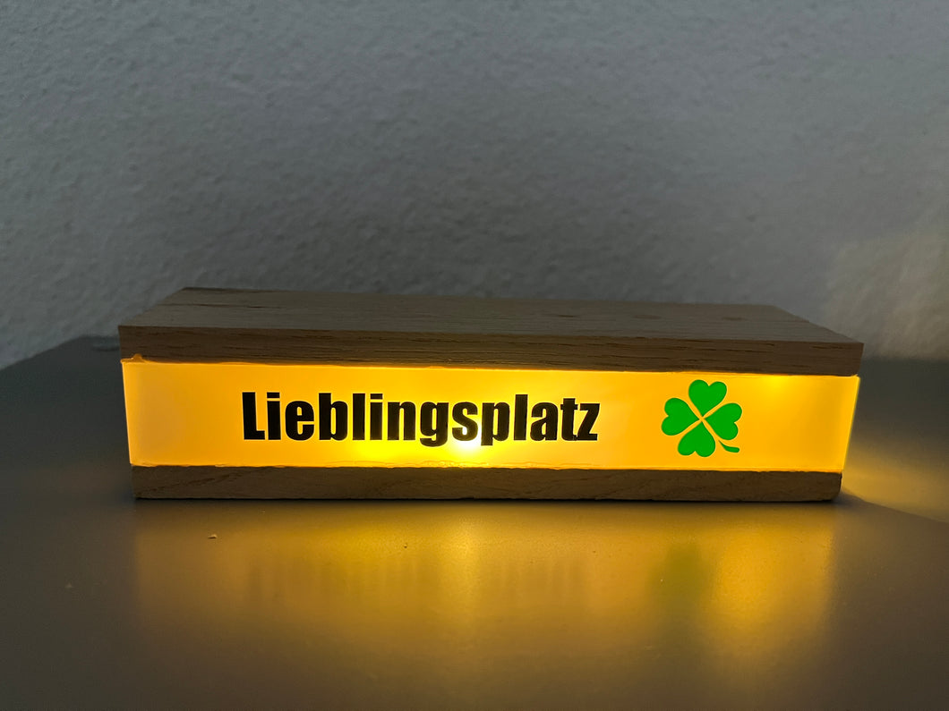 Lichtleiste LED Acryl Glückslicht Lieblingsplatz Kleeblatt