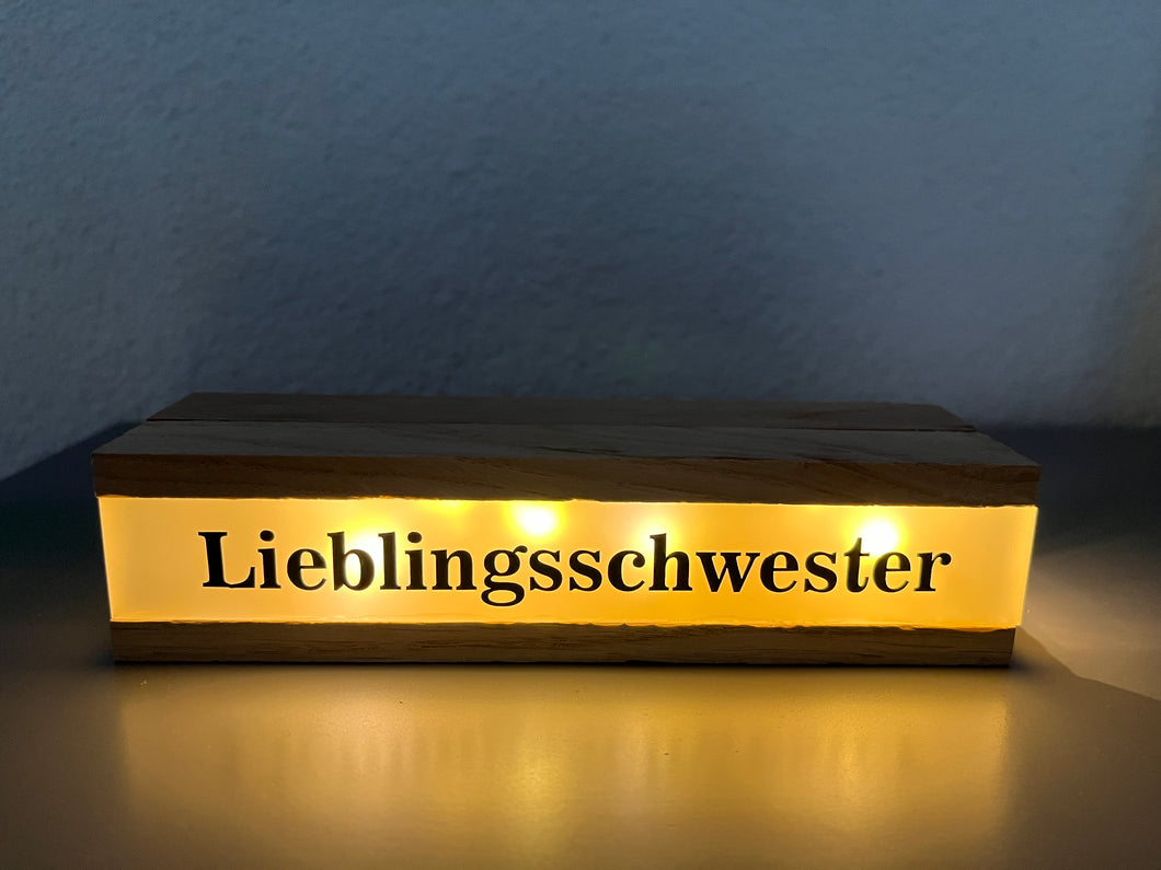 Lichtleiste LED Acryl Lieblingsschwester