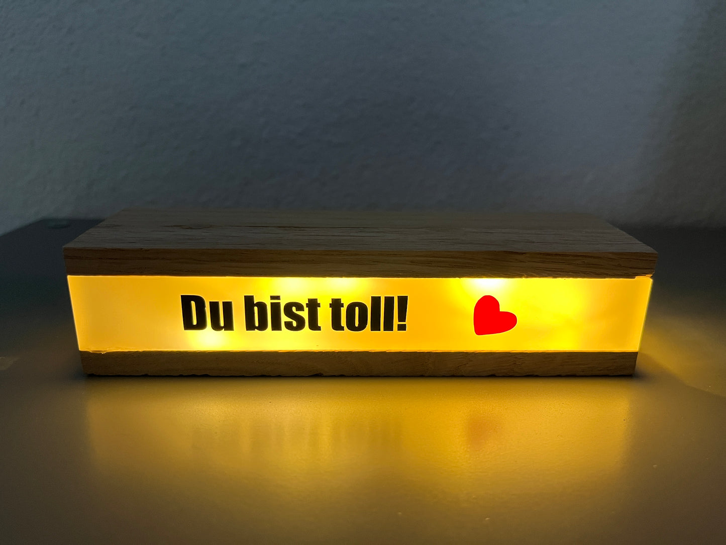 Lichtleiste LED Acryl Frohe Weihnachten Happy Birthday Du bist toll