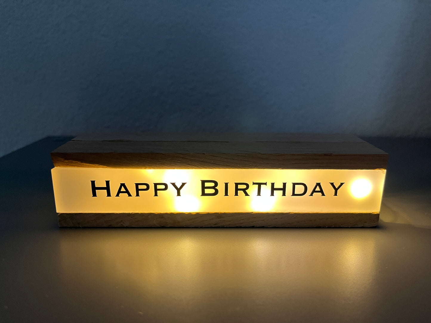 Lichtleiste LED Acryl Frohe Weihnachten Happy Birthday Du bist toll