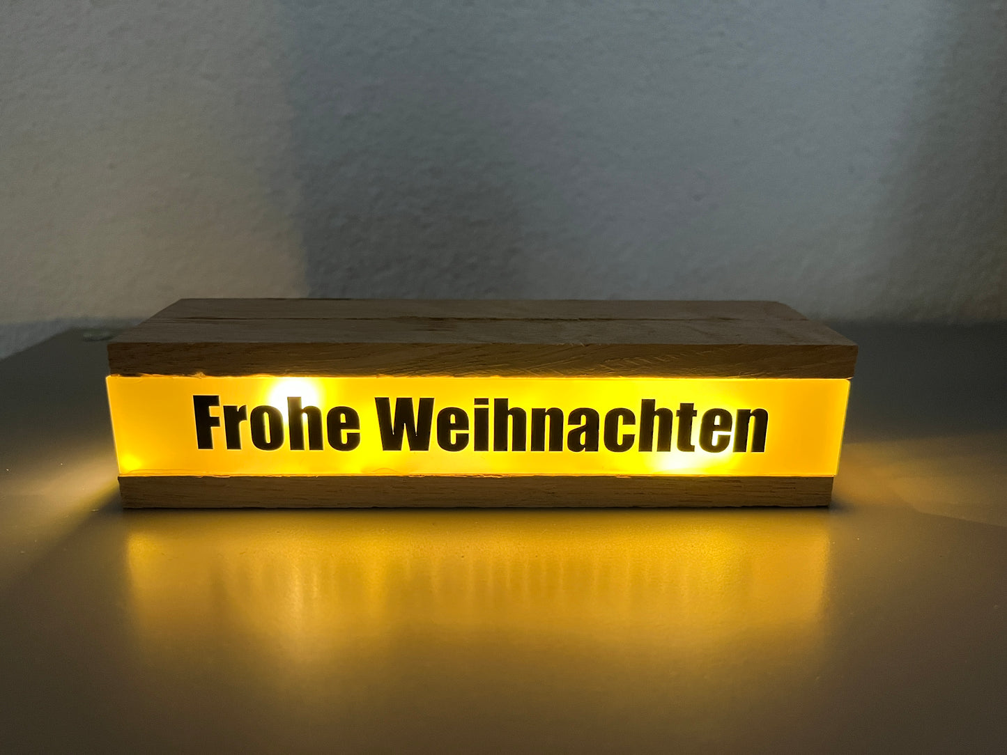 Lichtleiste LED Acryl Frohe Weihnachten Happy Birthday Du bist toll