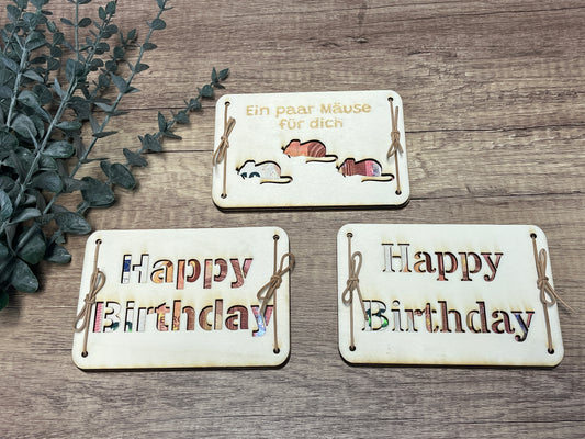 Happy Birthday Ein paar Mäuse für dich Geldkarte Geldgeschenk Verpackung