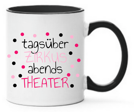 Tasse Tagsüber Zirkus abends Punkte lila pink rosa Farbwahl