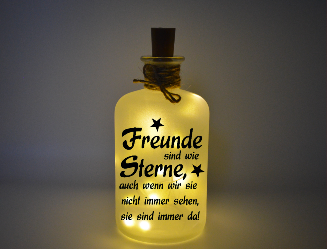 Flaschenlicht Freunde sind wie Sterne...