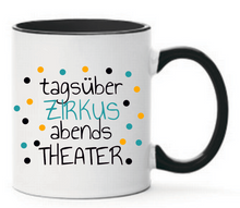 Lade das Bild in den Galerie-Viewer, Tasse Tagsüber Zirkus abends Theater Punkte mint orange Farbwahl
