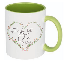 Lade das Bild in den Galerie-Viewer, Tasse Für die beste Oma der Welt Farbwahl Herz Blumen

