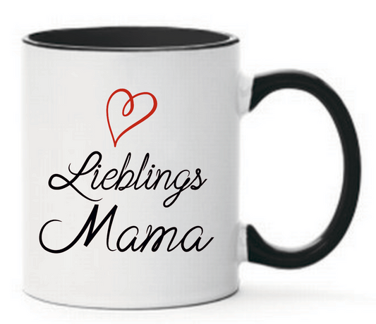 Tasse Lieblings Mama mit Herz Farbwahl