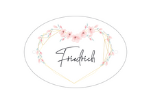 Lade das Bild in den Galerie-Viewer, Türschild Familie Friedrich Blumen Herz personalisiert
