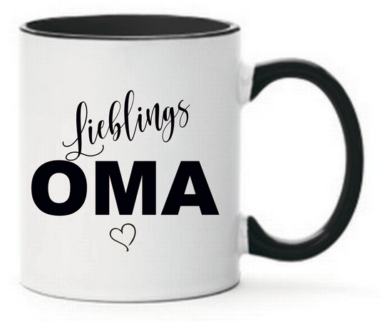 Tasse Lieblings Oma Herz Farbwahl