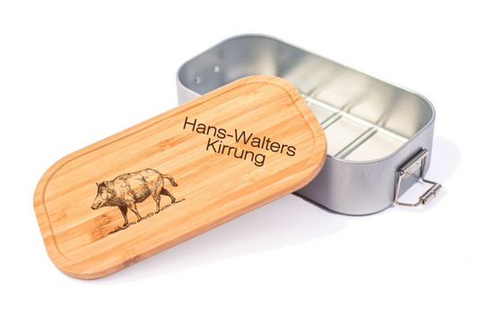 Lunchbox Wildschwein Kirrung mit Name Brotdose