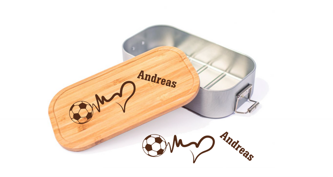 Lunchbox Fußball mit Herz Herschlag Name Brotdose