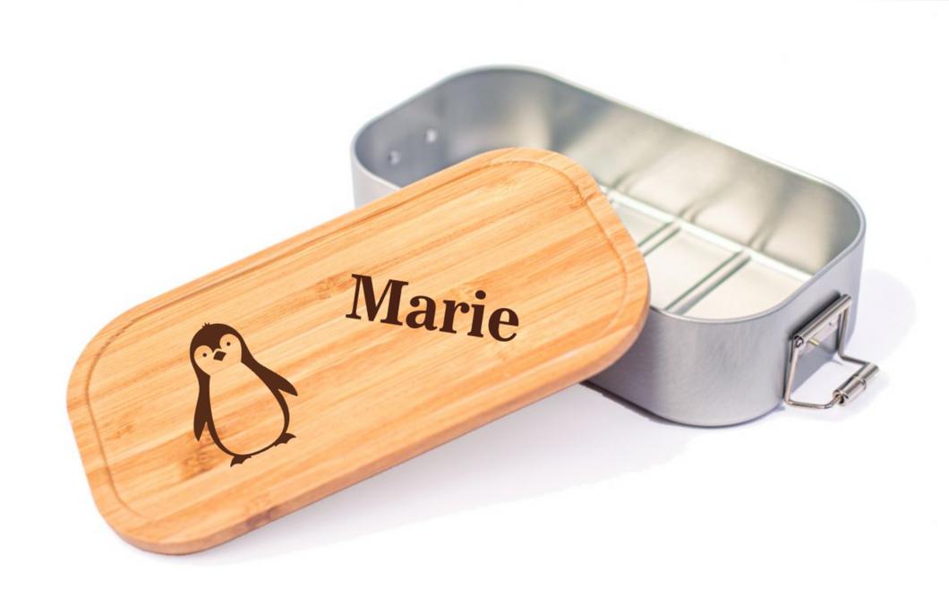 Lunchbox Pinguin mit Name Brotdose