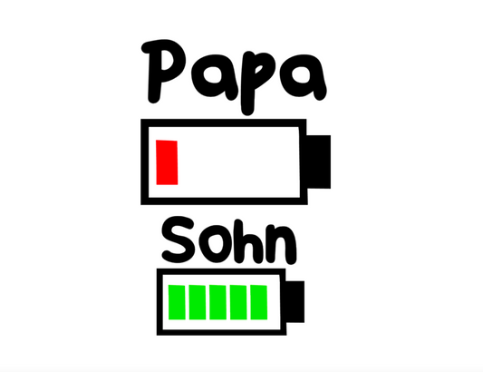 Bügelbild Papa und Sohn Akku leer