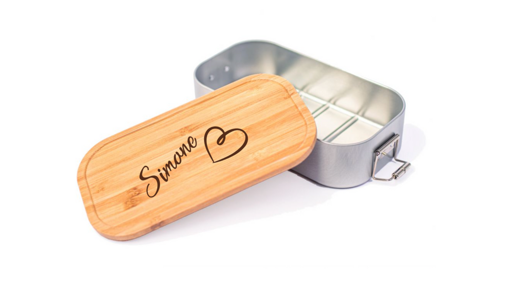Lunchbox Dose XL Herz mit Name oder Spruch Brotdose Personalisiert