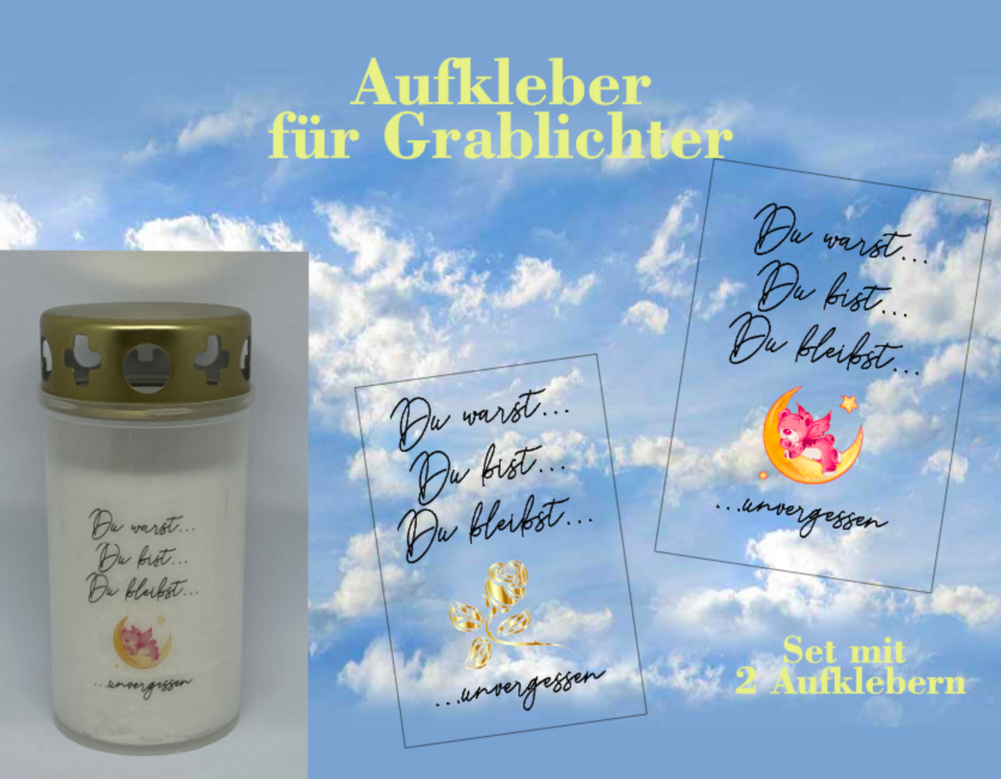 2 Aufkleber für Grablichter Set Sternenkind