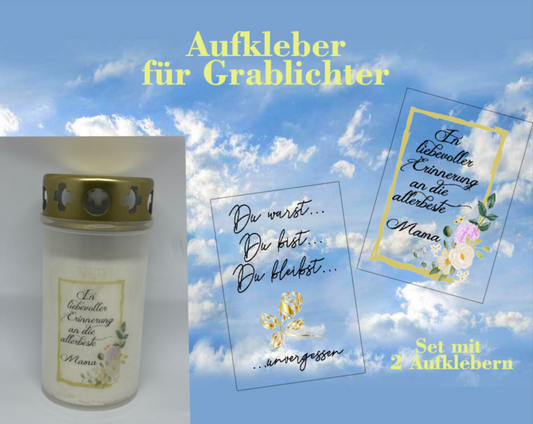 2 Aufkleber für Grablichter Set Mama