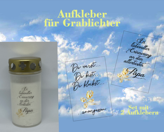 2 Aufkleber für Grablichter Set Papa