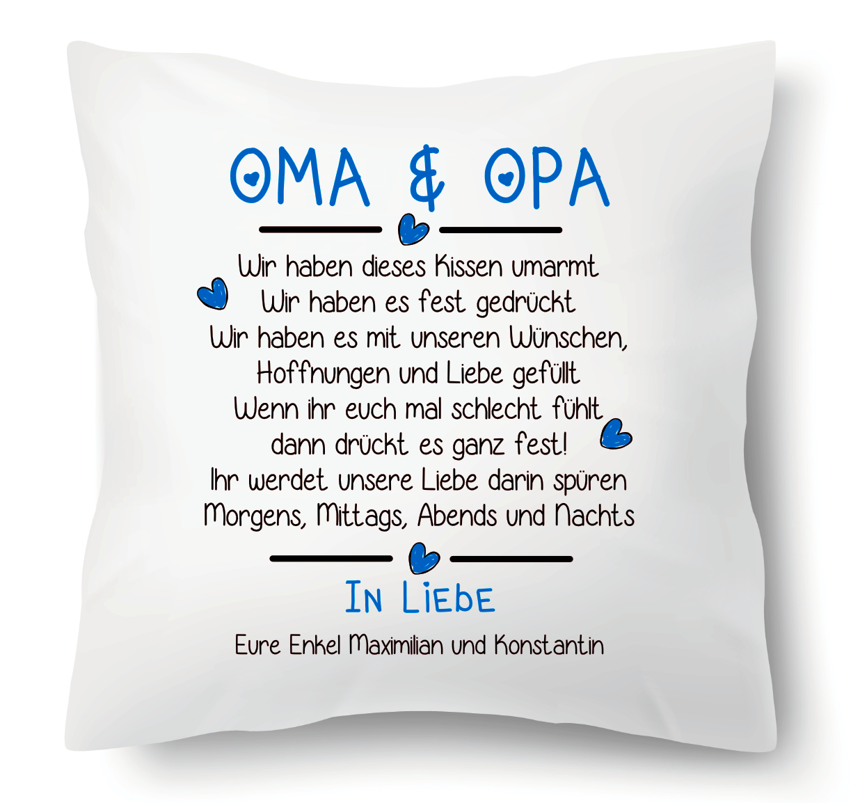 Kissen- Oma & Opa Wir haben dieses Kissen Umarmt In Liebe Eure Enkel Individuell mit Namen BLAU