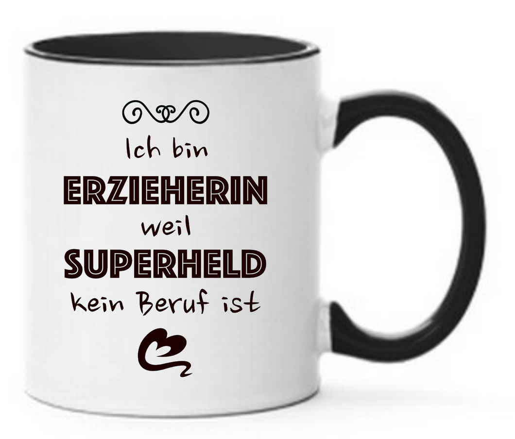 Tasse Erzieherin weil Superheld kein Beruf ist Farbwahl