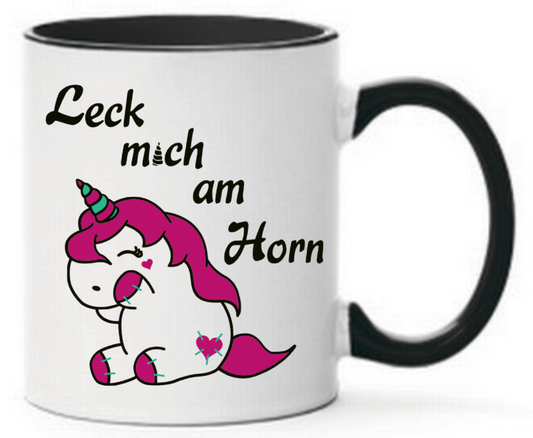 Tasse Leck mich am Horn Einhorn Farbwahl