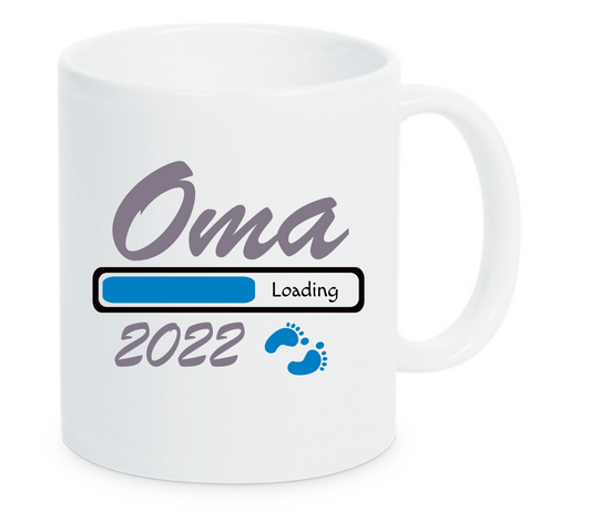 Tasse Oma 2022 Loading Blau Weiße Tasse