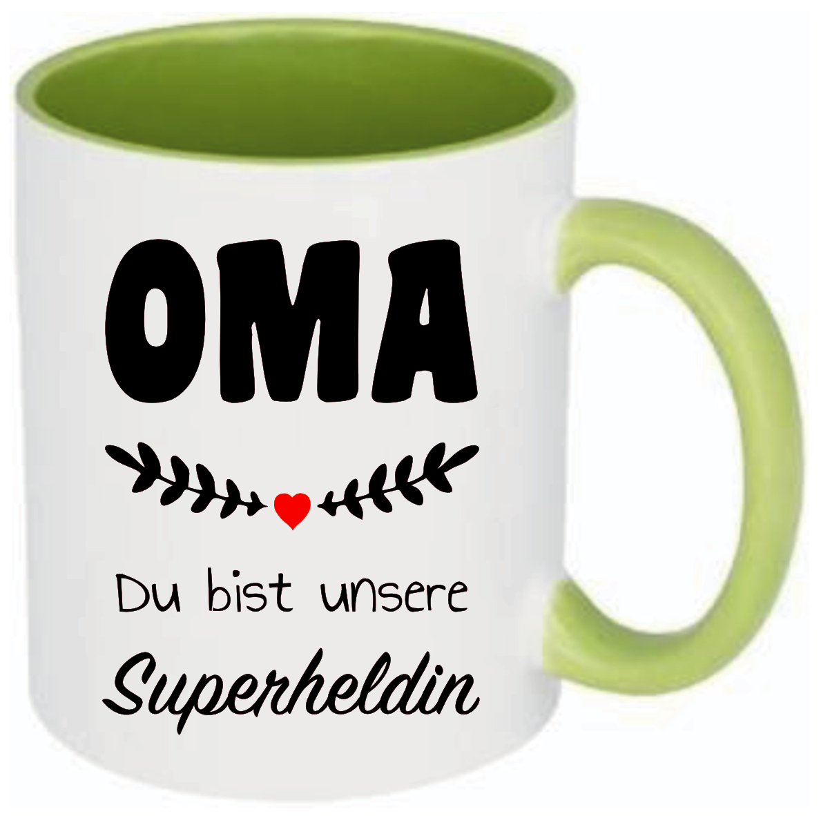 Tasse Oma Du bist unsere Superheldin Farbwahl