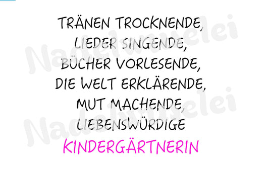 Bügelbild Tränen trocknende Kindergärtnerin Farbwahl