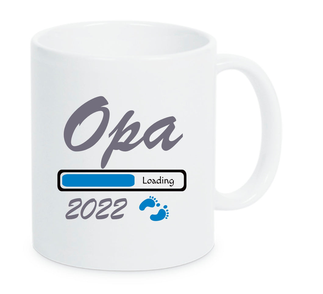 Tasse Opa 2022 Loading Blau Weiße Tasse bald werdender