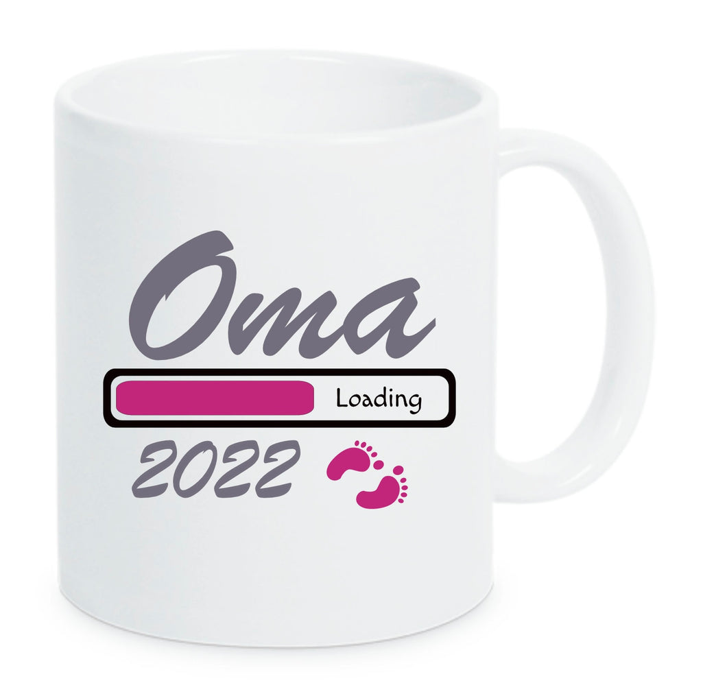 Tasse Oma 2022 Loading Pink Weiße Tasse bald werdende