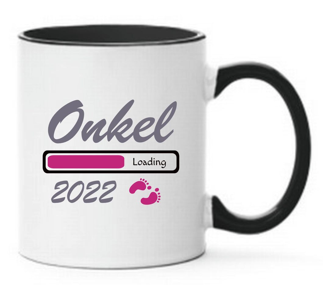 Tasse Onkel 2022 Loading Pink Schwarze Tasse bald werdender